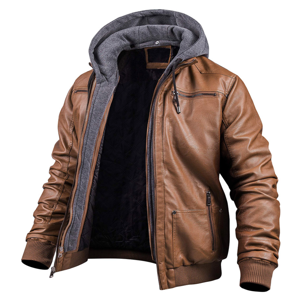 Ben | Veste En Cuir D'hiver Élégante Avec Capuche