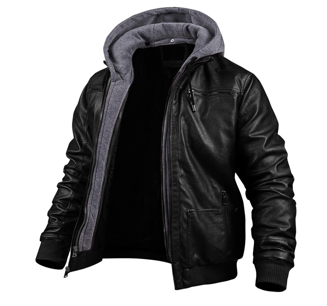 Ben | Veste En Cuir D'hiver Élégante Avec Capuche