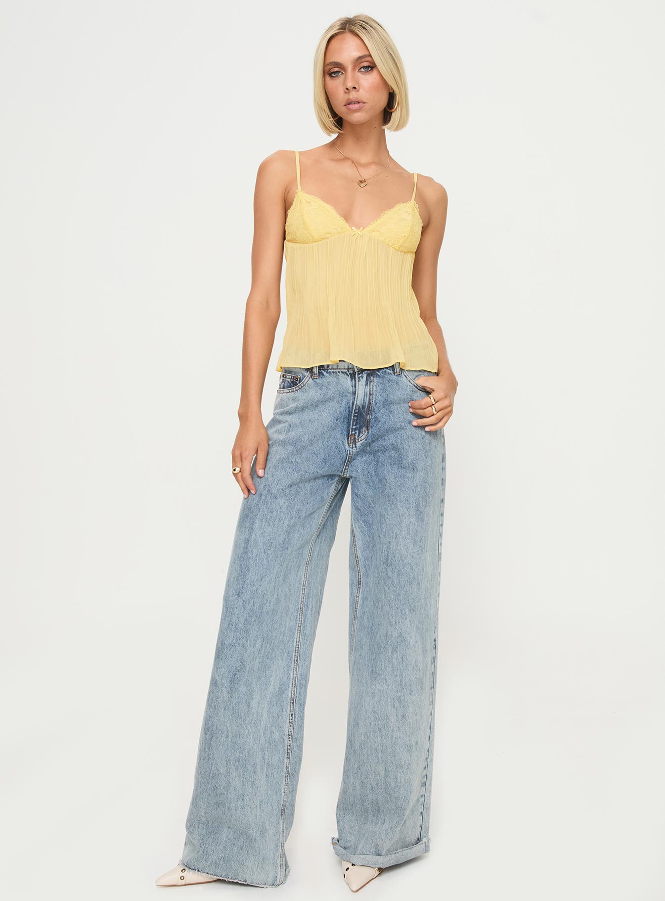 Nora | Top En Dentelle Jaune