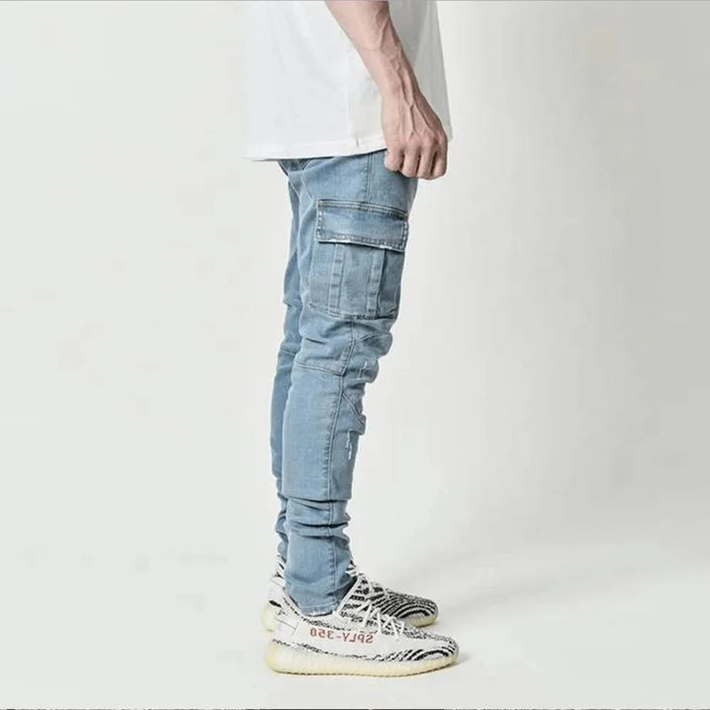 Vallier | Jeans Élastiques avec Plusieurs Poches